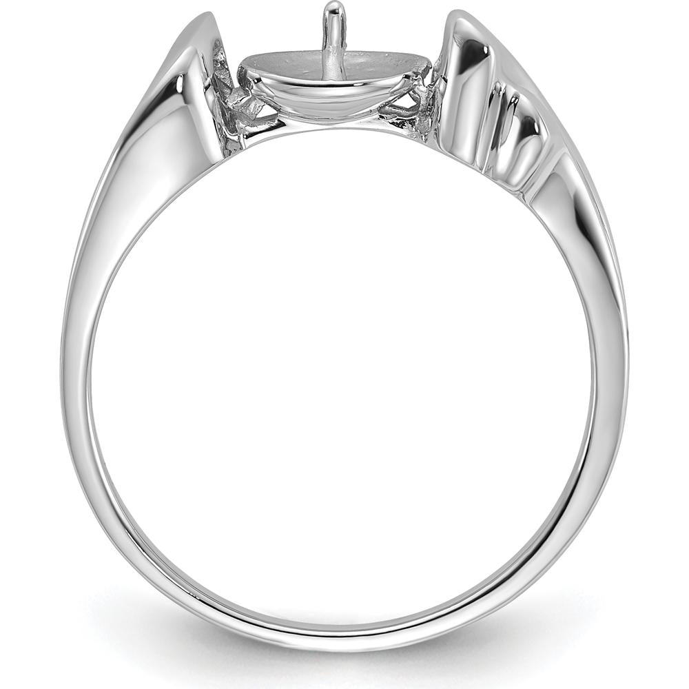 14K White Gold Polished Pearl Ring Mounting - Rhodium Plated, Tapered Band Design by Monteluci Fine Jewelry