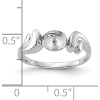 14K White Gold Polished Pearl Ring Mounting - Rhodium Plated, Tapered Band Design by Monteluci Fine Jewelry