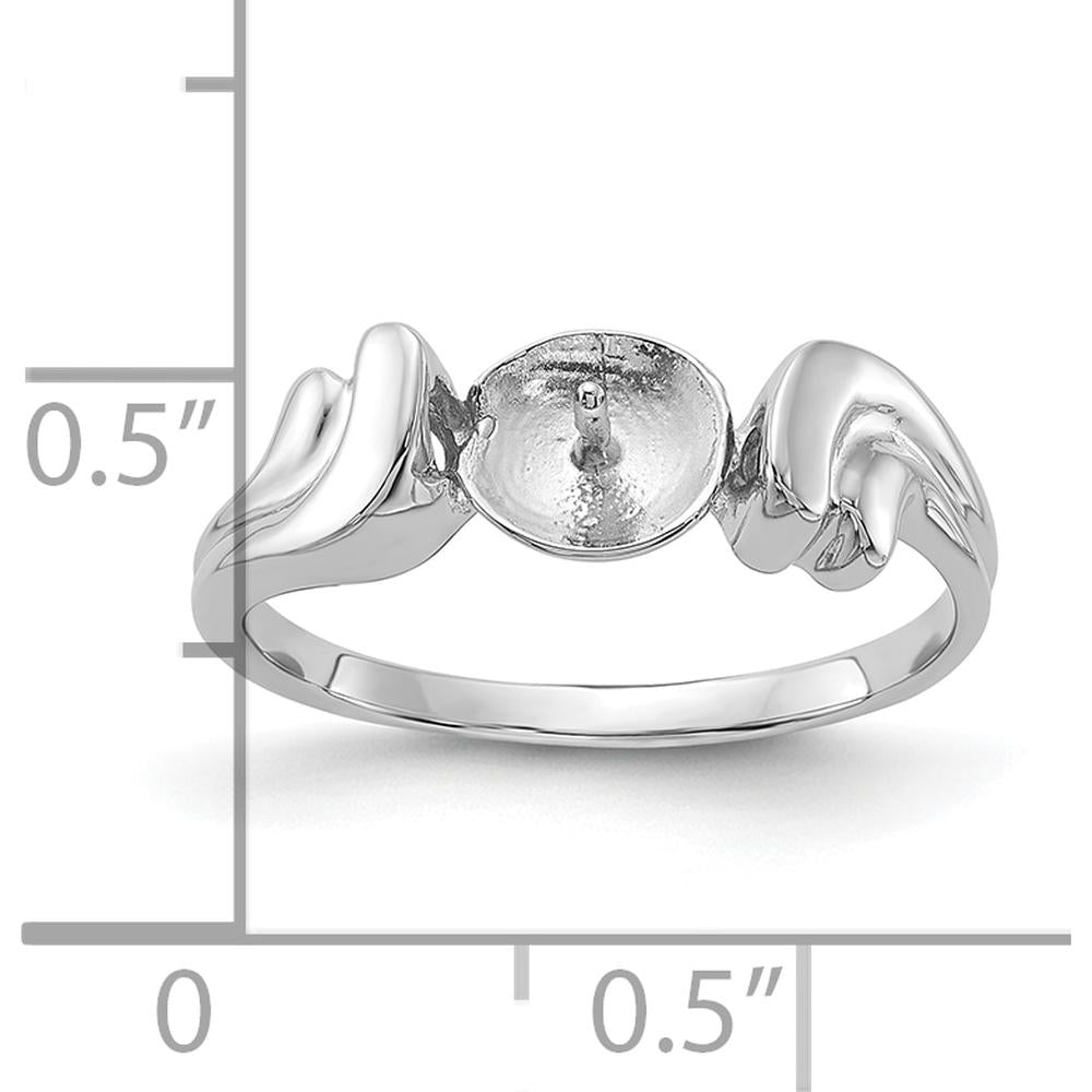 14K White Gold Polished Pearl Ring Mounting - Rhodium Plated, Tapered Band Design by Monteluci Fine Jewelry