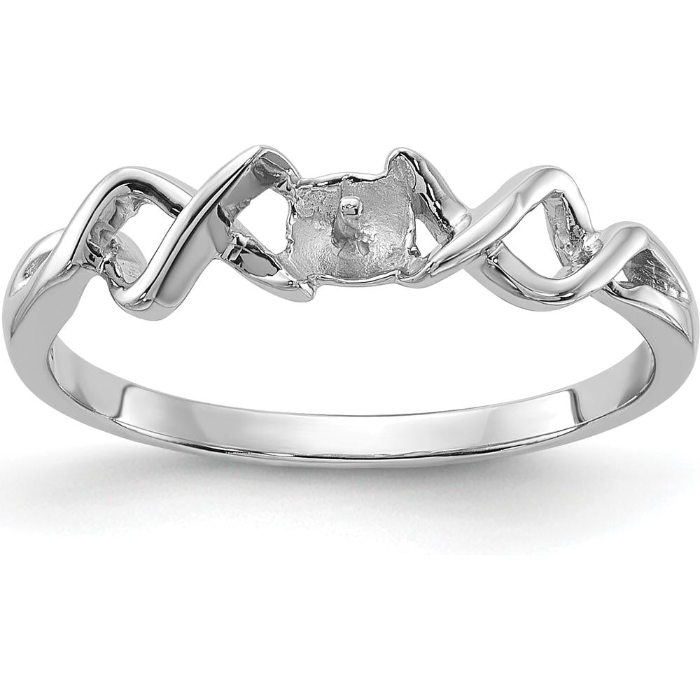 14K White Gold Polished Pearl Twisted Ring Mounting - 4mm Center Stone Capacity by Oro Pregiato