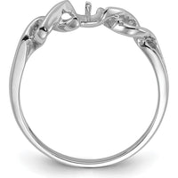 14K White Gold Polished Pearl Twisted Ring Mounting - 4mm Center Stone Capacity by Oro Pregiato
