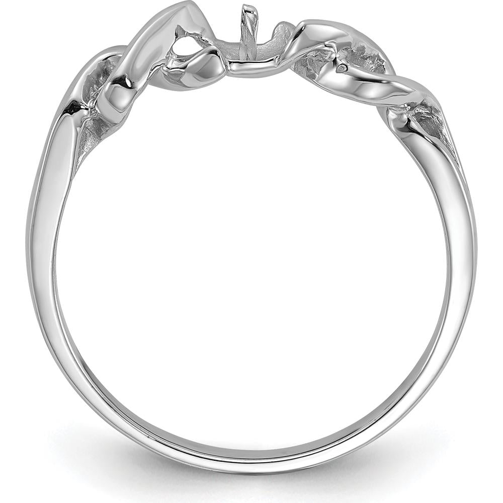 14K White Gold Polished Pearl Twisted Ring Mounting - 4mm Center Stone Capacity by Oro Pregiato
