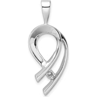 14K White Gold Polished Pendant with 4mm Round Stone Mounting - Fits up to 6mm Omega Chain by Oro Pregiato