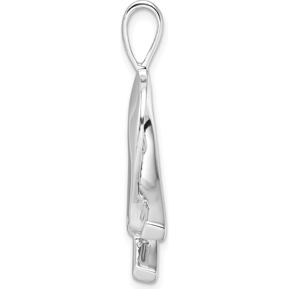 14K White Gold Polished Pendant with 4mm Round Stone Mounting - Fits up to 6mm Omega Chain by Oro Pregiato