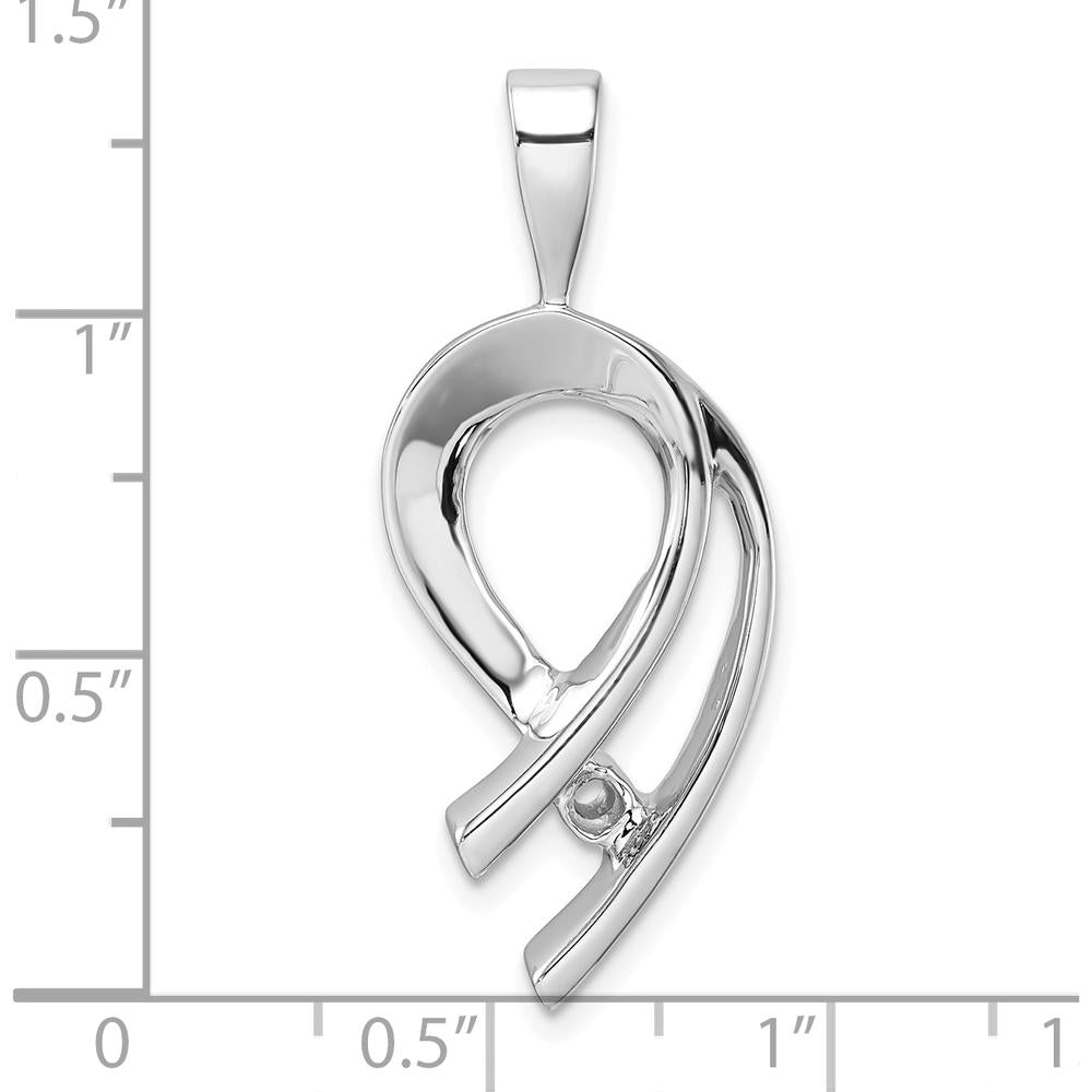 14K White Gold Polished Pendant with 4mm Round Stone Mounting - Fits up to 6mm Omega Chain by Oro Pregiato