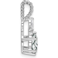 14K White Gold Polished Pendant with Oval White Topaz and Marquise & Round Diamonds by Oro Pregiato