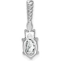 14K White Gold Polished Pendant with Oval White Topaz and Marquise & Round Diamonds by Oro Pregiato