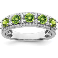 14K White Gold Polished Peridot and Diamond Ring - 0.39 Carat Total Gem Weight by 0