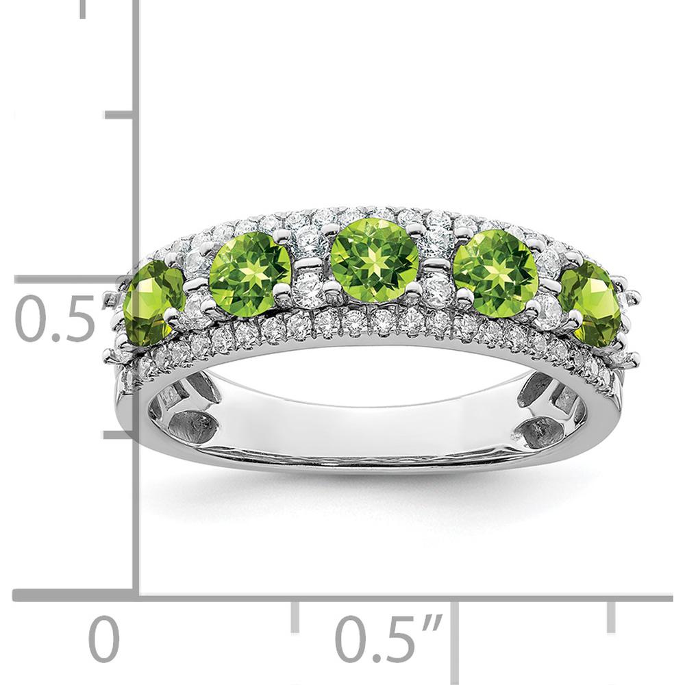 14K White Gold Polished Peridot and Diamond Ring - 0.39 Carat Total Gem Weight by 0