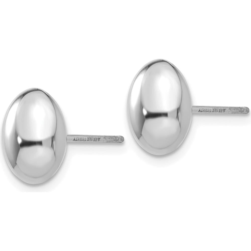 14K White Gold Polished Post Button Earrings - Timeless Elegance by Oro Pregiato
