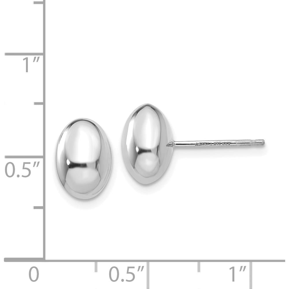 14K White Gold Polished Post Button Earrings - Timeless Elegance by Oro Pregiato