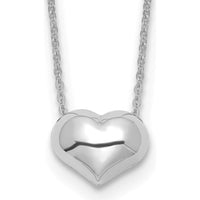 14K White Gold Polished Puffed Heart Pendant Necklace with 16.5-inch Cable Chain by 0