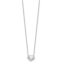 14K White Gold Polished Puffed Heart Pendant Necklace with 16.5-inch Cable Chain by 0
