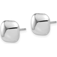14K White Gold Polished Puffed Square Post Earrings with Rhodium Plating by 0