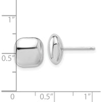 14K White Gold Polished Puffed Square Post Earrings with Rhodium Plating by 0