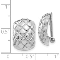 14K White Gold Polished Quilted Non-Pierced Omega Back Earrings by Oro Pregiato