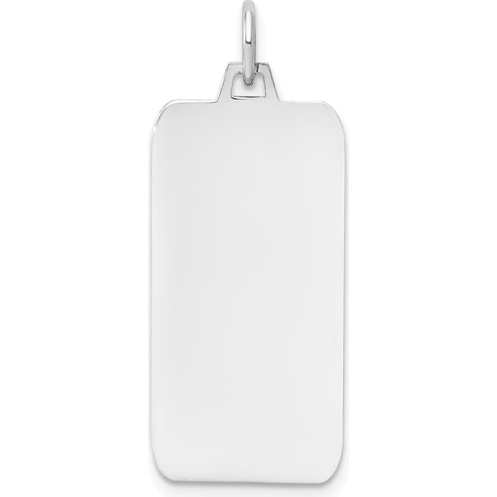 14K White Gold Polished Rectangular Engravable Charm - 32mm Length by Oro Pregiato