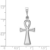 14K White Gold Polished Reversible Ankh Cross Pendant with Rhodium Plating - 36mm by Oro Pregiato
