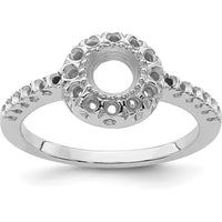 14K White Gold Polished Ring Mounting for 5mm Round Gemstone with Rhodium Plating by Monteluci Fine Jewelry