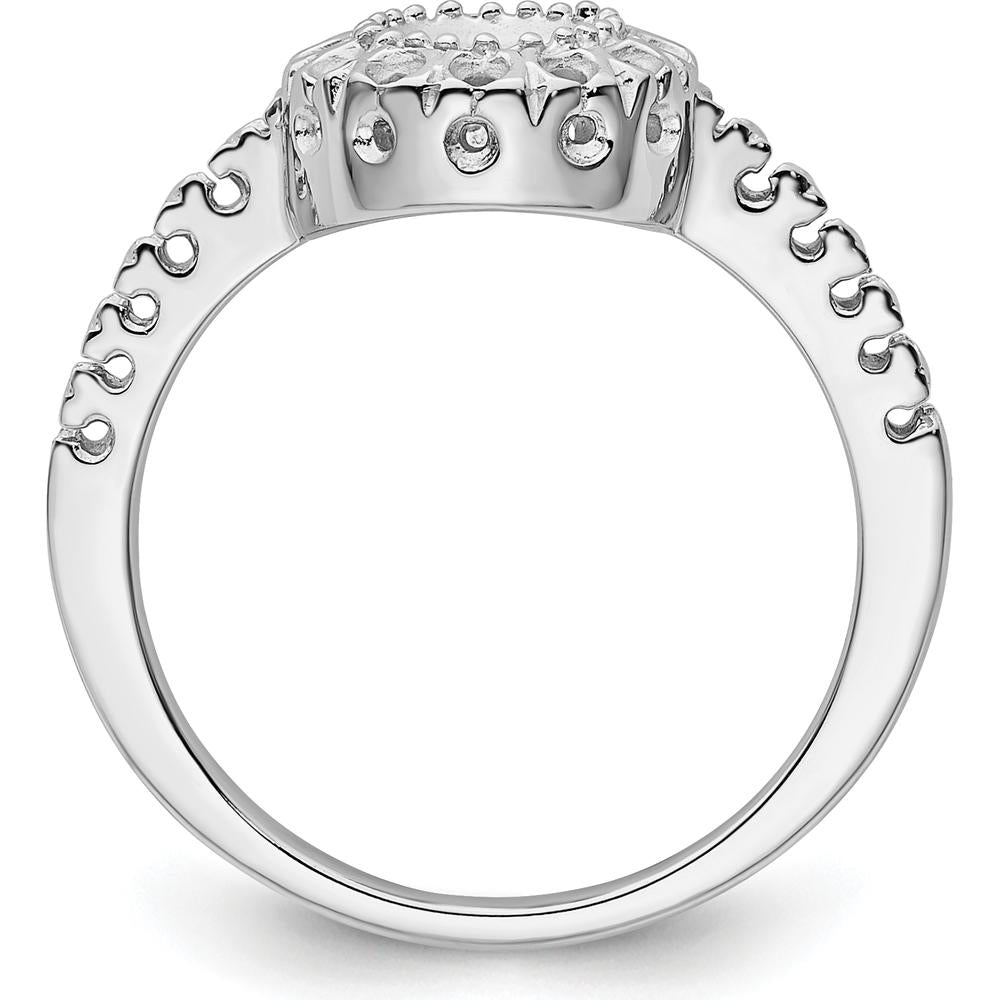 14K White Gold Polished Ring Mounting for 5mm Round Gemstone with Rhodium Plating by Monteluci Fine Jewelry