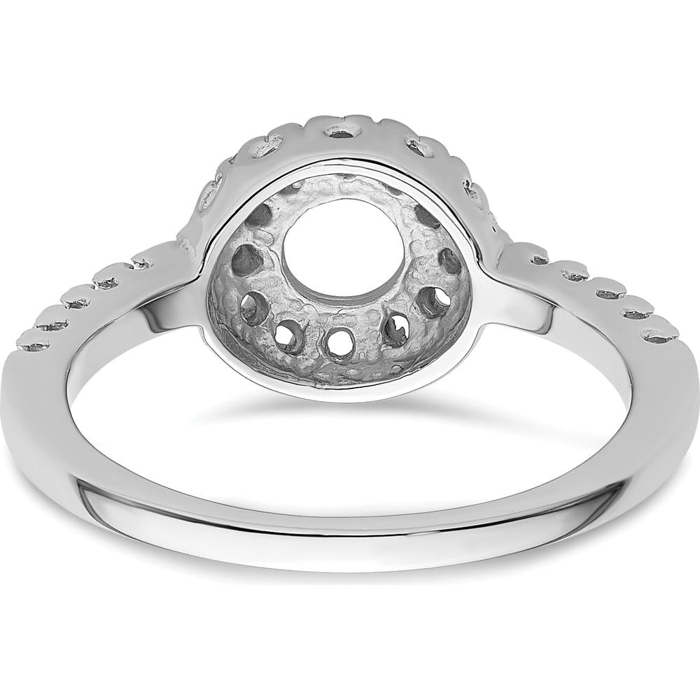 14K White Gold Polished Ring Mounting for 5mm Round Gemstone with Rhodium Plating by Monteluci Fine Jewelry