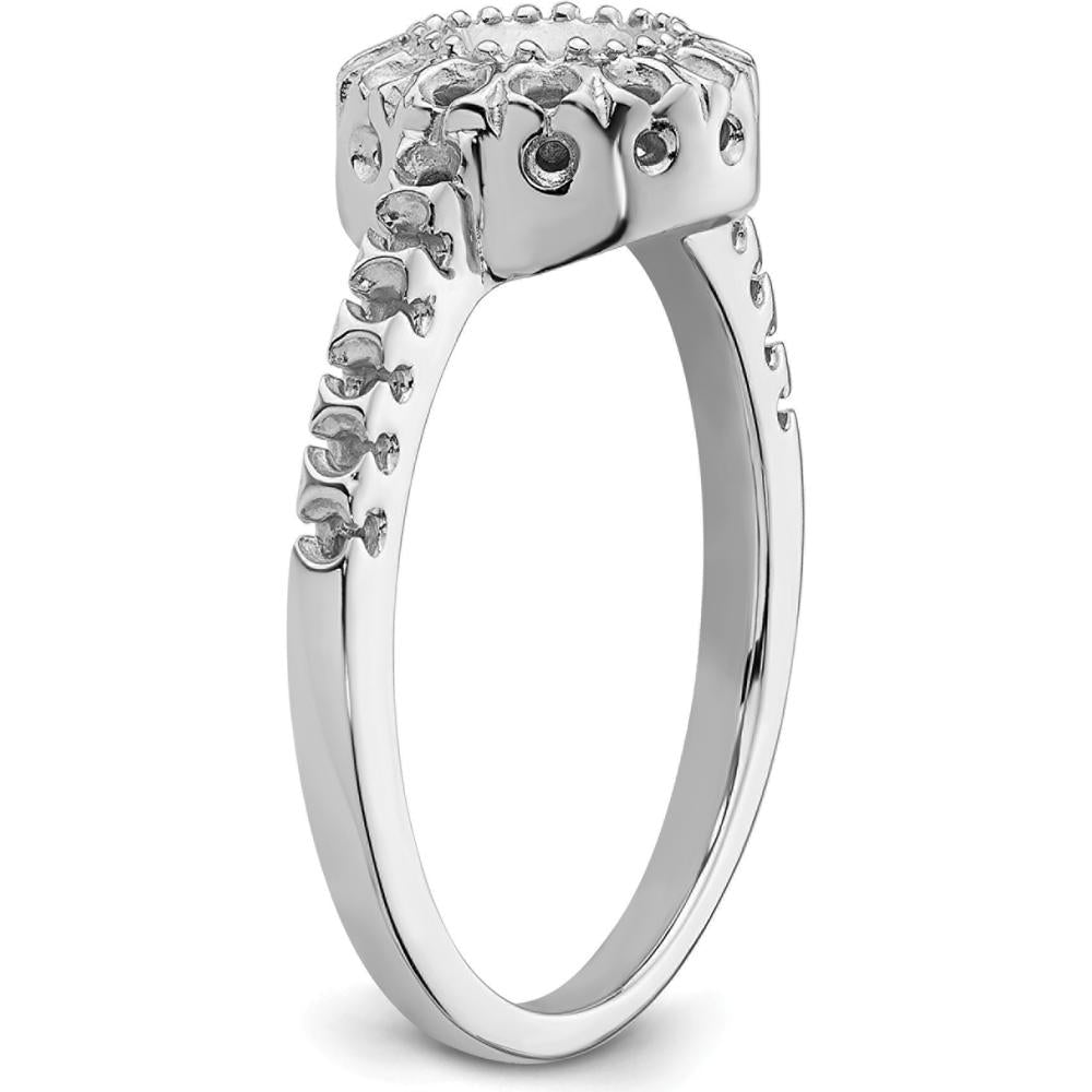 14K White Gold Polished Ring Mounting for 5mm Round Gemstone with Rhodium Plating by Monteluci Fine Jewelry