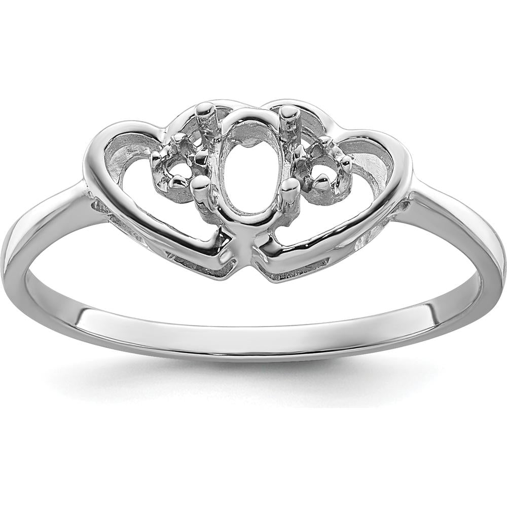 14K White Gold Polished Ring Mounting for 5x3 Oval Gemstone by Monteluci Fine Jewelry