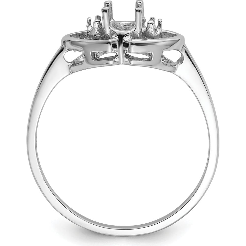 14K White Gold Polished Ring Mounting for 5x3 Oval Gemstone by Monteluci Fine Jewelry