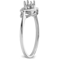 14K White Gold Polished Ring Mounting for 5x3 Oval Gemstone by Monteluci Fine Jewelry