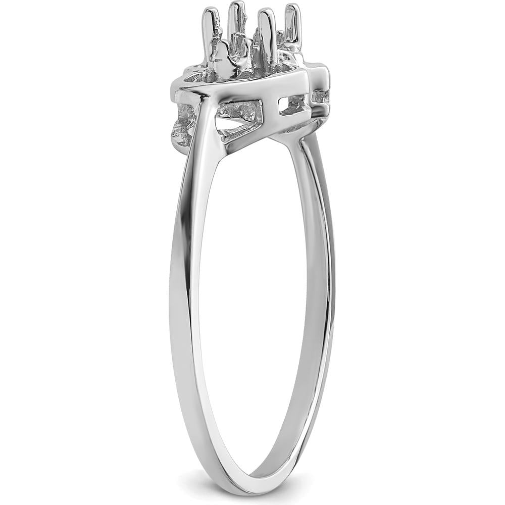 14K White Gold Polished Ring Mounting for 5x3 Oval Gemstone by Monteluci Fine Jewelry