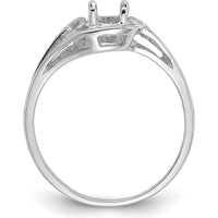 14K White Gold Polished Ring Mounting for 6x4mm Oval Gemstone with Open Scroll Design by Monteluci Fine Jewelry