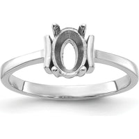 14K White Gold Polished Ring Mounting for 7x5mm Oval Gemstone by Monteluci Fine Jewelry
