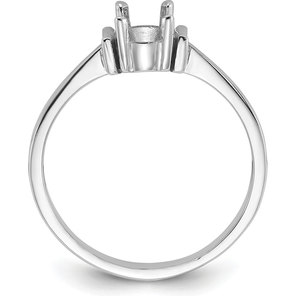 14K White Gold Polished Ring Mounting for 7x5mm Oval Gemstone by Monteluci Fine Jewelry