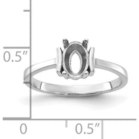 14K White Gold Polished Ring Mounting for 7x5mm Oval Gemstone by Monteluci Fine Jewelry