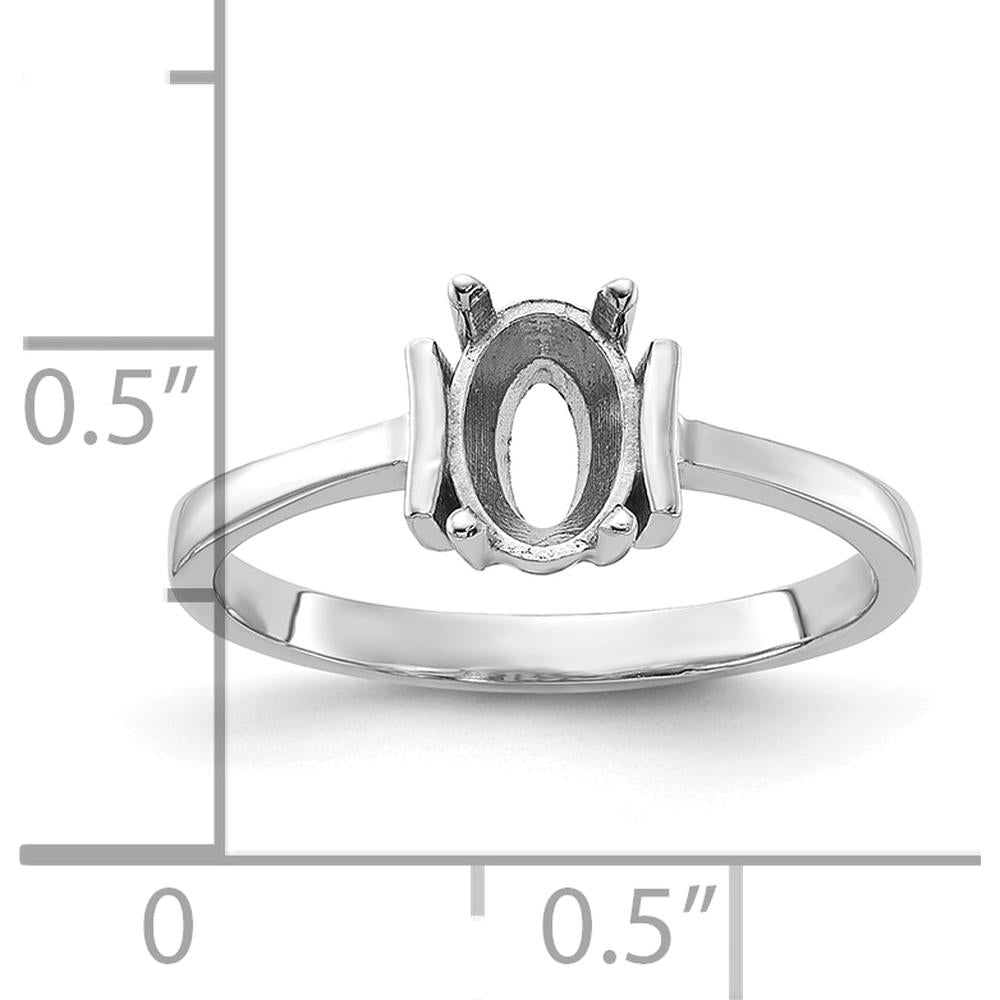 14K White Gold Polished Ring Mounting for 7x5mm Oval Gemstone by Monteluci Fine Jewelry