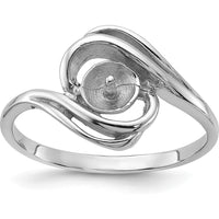 14K White Gold Polished Ring Mounting for Custom Pearl or Gemstone - Rhodium Finish by Monteluci Fine Jewelry
