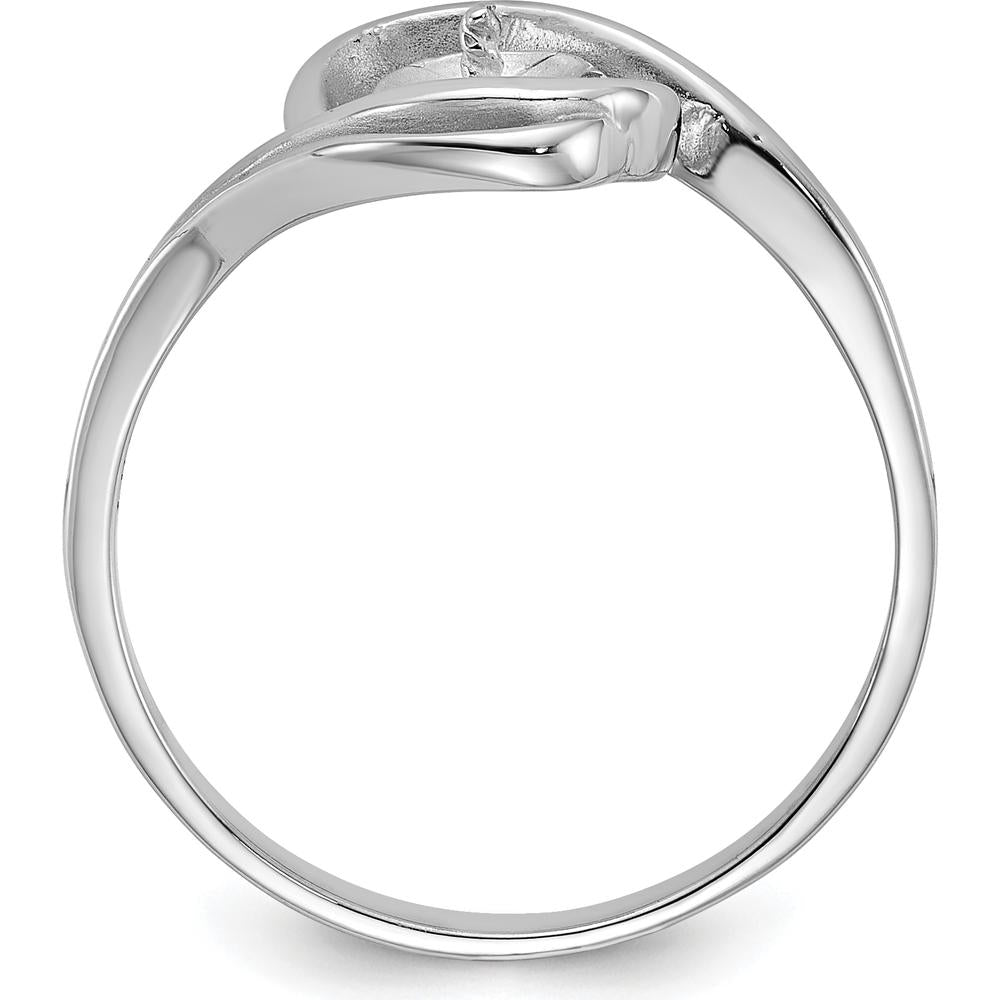 14K White Gold Polished Ring Mounting for Custom Pearl or Gemstone - Rhodium Finish by Monteluci Fine Jewelry
