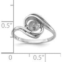 14K White Gold Polished Ring Mounting for Custom Pearl or Gemstone - Rhodium Finish by Monteluci Fine Jewelry