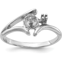 14K White Gold Polished Ring Mounting for Solitaire Diamond or Pearl - 2mm Band by Monteluci Fine Jewelry