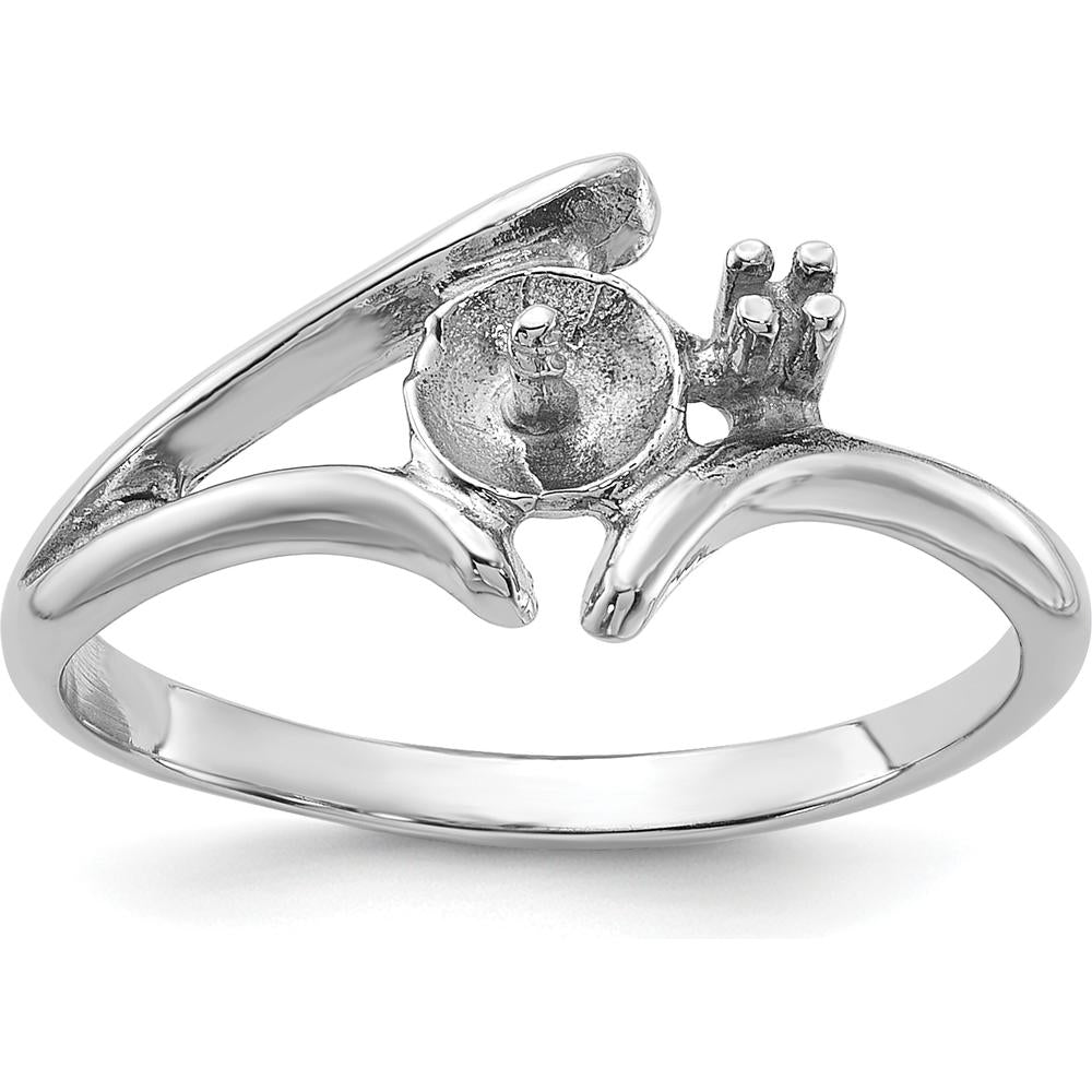 14K White Gold Polished Ring Mounting for Solitaire Diamond or Pearl - 2mm Band by Monteluci Fine Jewelry