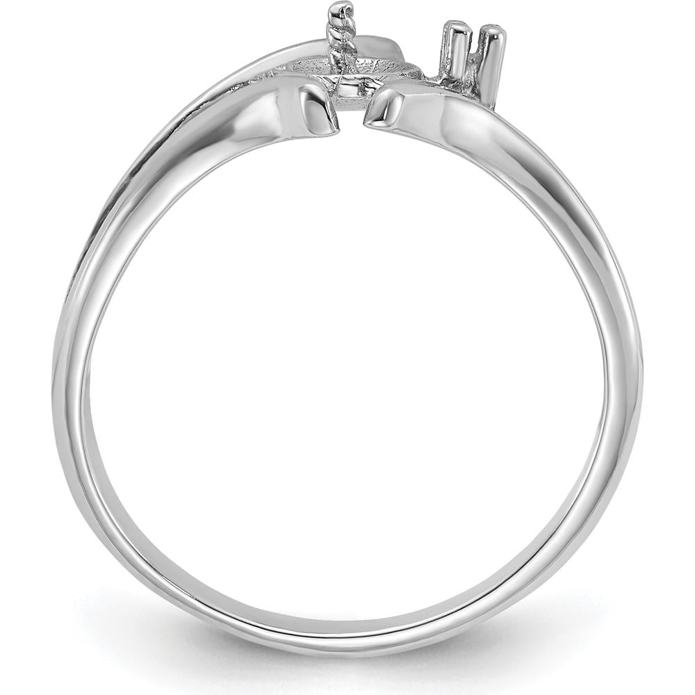 14K White Gold Polished Ring Mounting for Solitaire Diamond or Pearl - 2mm Band by Monteluci Fine Jewelry
