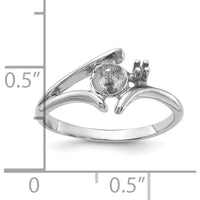 14K White Gold Polished Ring Mounting for Solitaire Diamond or Pearl - 2mm Band by Monteluci Fine Jewelry