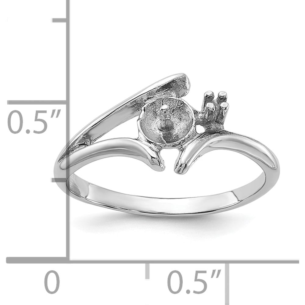 14K White Gold Polished Ring Mounting for Solitaire Diamond or Pearl - 2mm Band by Monteluci Fine Jewelry