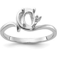 14K White Gold Polished Ring Mounting with 0.01 Carat Diamond Accent and 7x5mm Oval Gemstone Setting by Monteluci Fine Jewelry