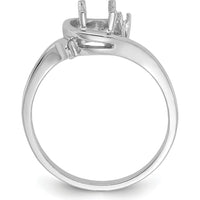 14K White Gold Polished Ring Mounting with 0.01 Carat Diamond Accent and 7x5mm Oval Gemstone Setting by Monteluci Fine Jewelry