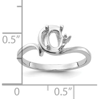 14K White Gold Polished Ring Mounting with 0.01 Carat Diamond Accent and 7x5mm Oval Gemstone Setting by Monteluci Fine Jewelry