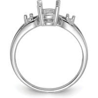 14K White Gold Polished Ring Mounting with 0.05 Carat Diamond & 7x5 Oval Gemstone Setting by Monteluci Fine Jewelry