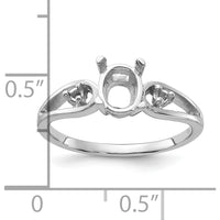 14K White Gold Polished Ring Mounting with 0.05 Carat Diamond & 7x5 Oval Gemstone Setting by Monteluci Fine Jewelry