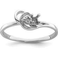 14K White Gold Polished Ring Mounting with 3mm Round Gemstone Setting by Oro Pregiato