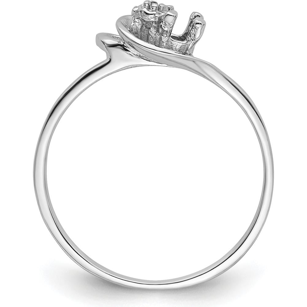 14K White Gold Polished Ring Mounting with 3mm Round Gemstone Setting by Oro Pregiato